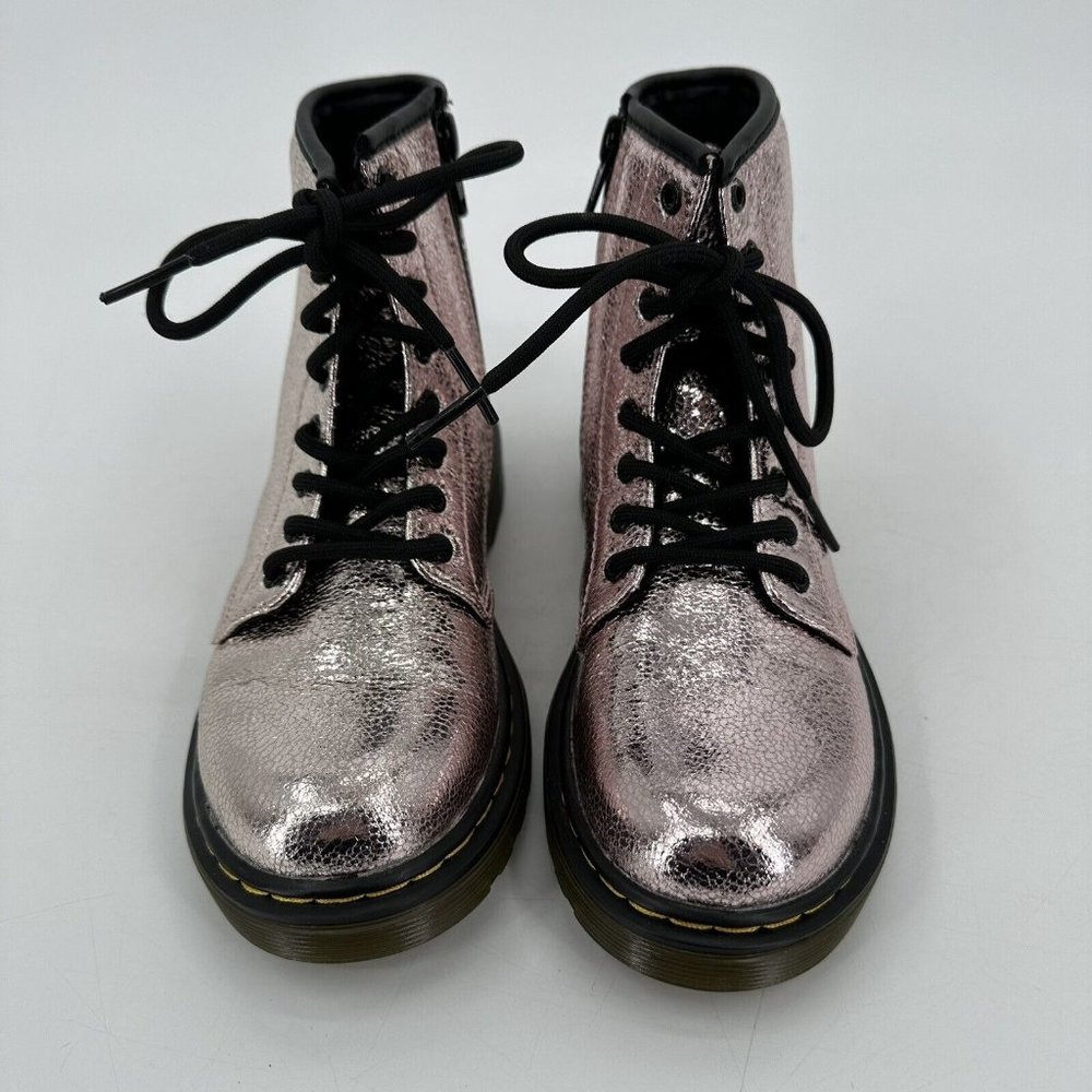 Dr Martens Girls Combat Boots 1460 J Pink Salt Crinkle Size US 1 NEW - Picture 2 of 12